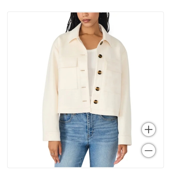 Steve Madden Women's Faux Suede Crop Jacket Cream New - Picture 4 of 4